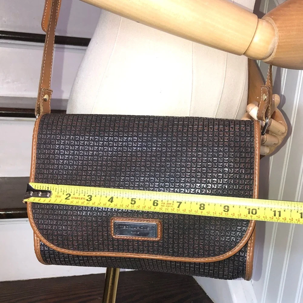 TED LAPIDUS Paris Monogram Leather PVC Crossbody Strap Shoulder Bag RARE HTF
